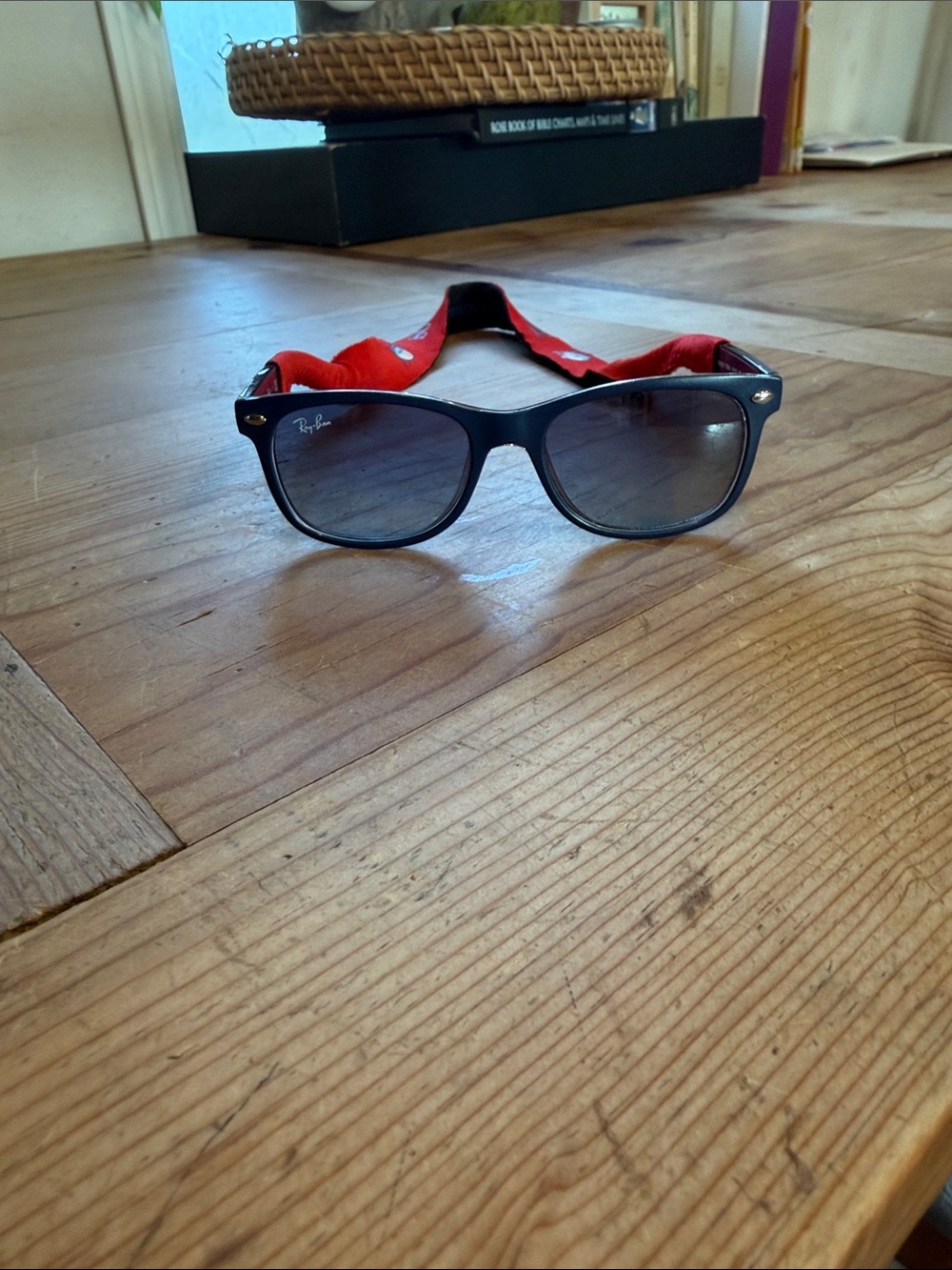Ray-Ban Kids Black Sunglasses with Red Strap